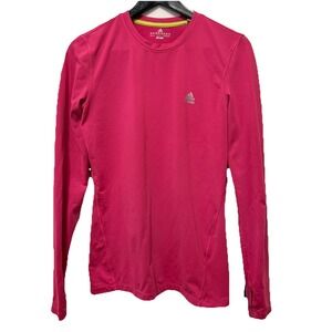 Adidas Women's Pink Crew Neck Climalite Long Sleeve Shirt Size M Running Base